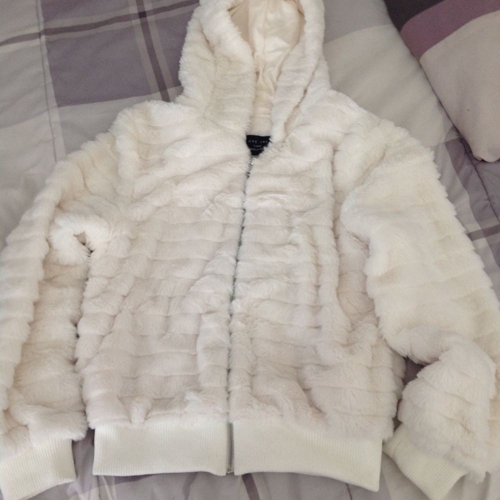White Faux Fur Hoodie